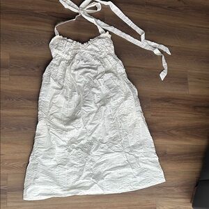 White Sleeveless Midi Dress with Tie Straps